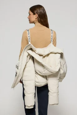 Polo Club Vestes*Veste matelassée gris Glacier avec capuche fixe et détails Gris clair