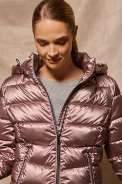 Polo Club Vestes*Veste à effet brillant Golden avec capuche amovible et détails Rose
