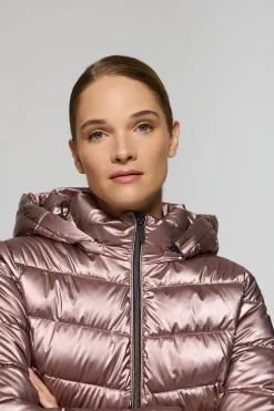 Polo Club Vestes*Veste à effet brillant Golden avec capuche amovible et détails Rose