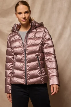 Polo Club Vestes*Veste à effet brillant Golden avec capuche amovible et détails Rose