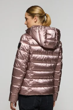 Polo Club Vestes*Veste à effet brillant Golden avec capuche amovible et détails Rose