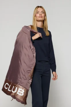 Polo Club Vestes*Veste longue et matelassée Rose à capuche fixe et détails Rose taupe