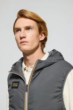 Polo Club Vestes*Veste sans manches grise légère avec capuche fixe et détails Gris Foncé