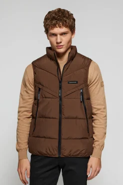 Polo Club Vestes*Veste sans manches marron matelassée à détails logo Brun