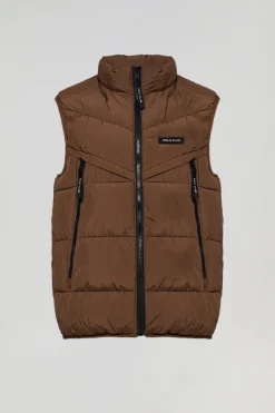 Polo Club Vestes*Veste sans manches marron matelassée à détails logo Brun
