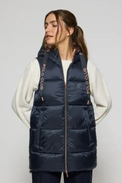 Polo Club Vestes*Veste sans manches matelassée Ice avec capuche fixe et détails Bleu Marine