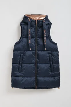 Polo Club Vestes*Veste sans manches matelassée Ice avec capuche fixe et détails Bleu Marine
