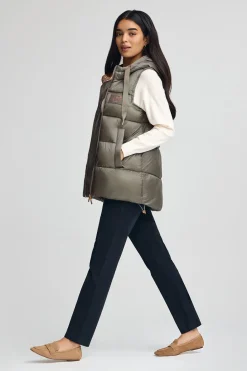 Polo Club Vestes*Veste sans manches matelassée vert kaki avec logo Vert militaire