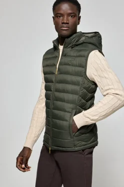 Polo Club Vestes*Veste sans manches ultralight verte Pau à capuche amovible et broderie PC Vert forêt